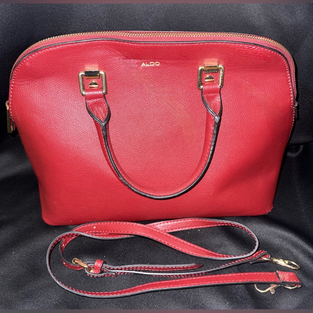 Aldo Red Dome Satchel with Removable Strap
